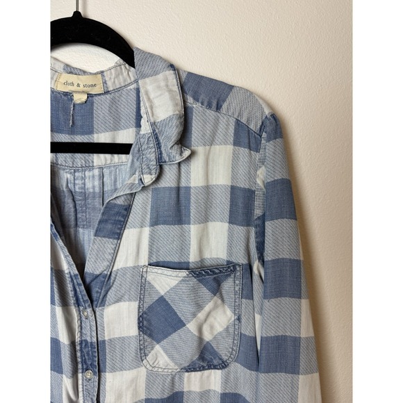 Cloth & Stone Womens Blue Plaid Button-Up Casual Tencel Shirt Large - Picture 5 of 8